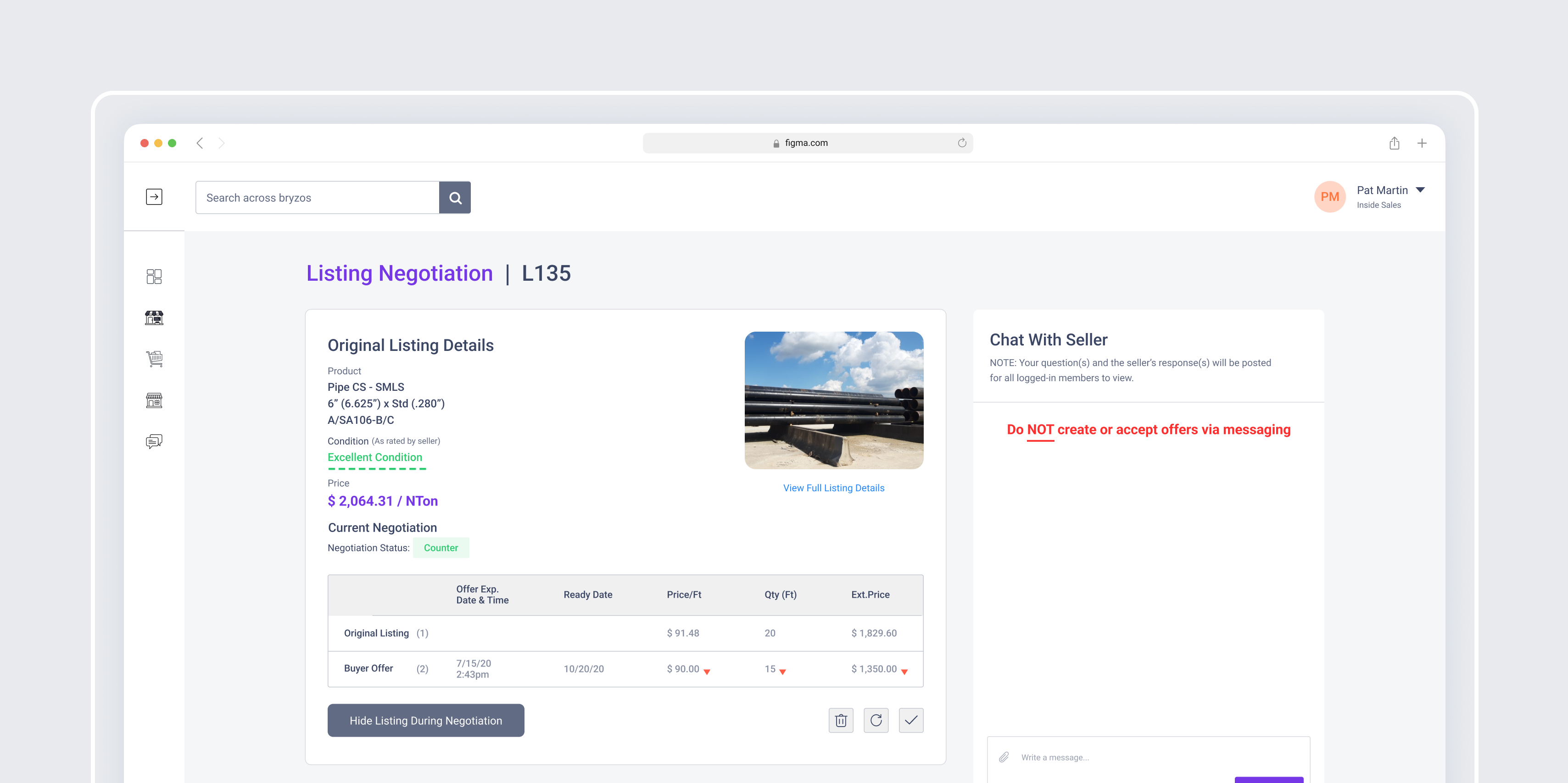 Real-Time Listings Negotiation