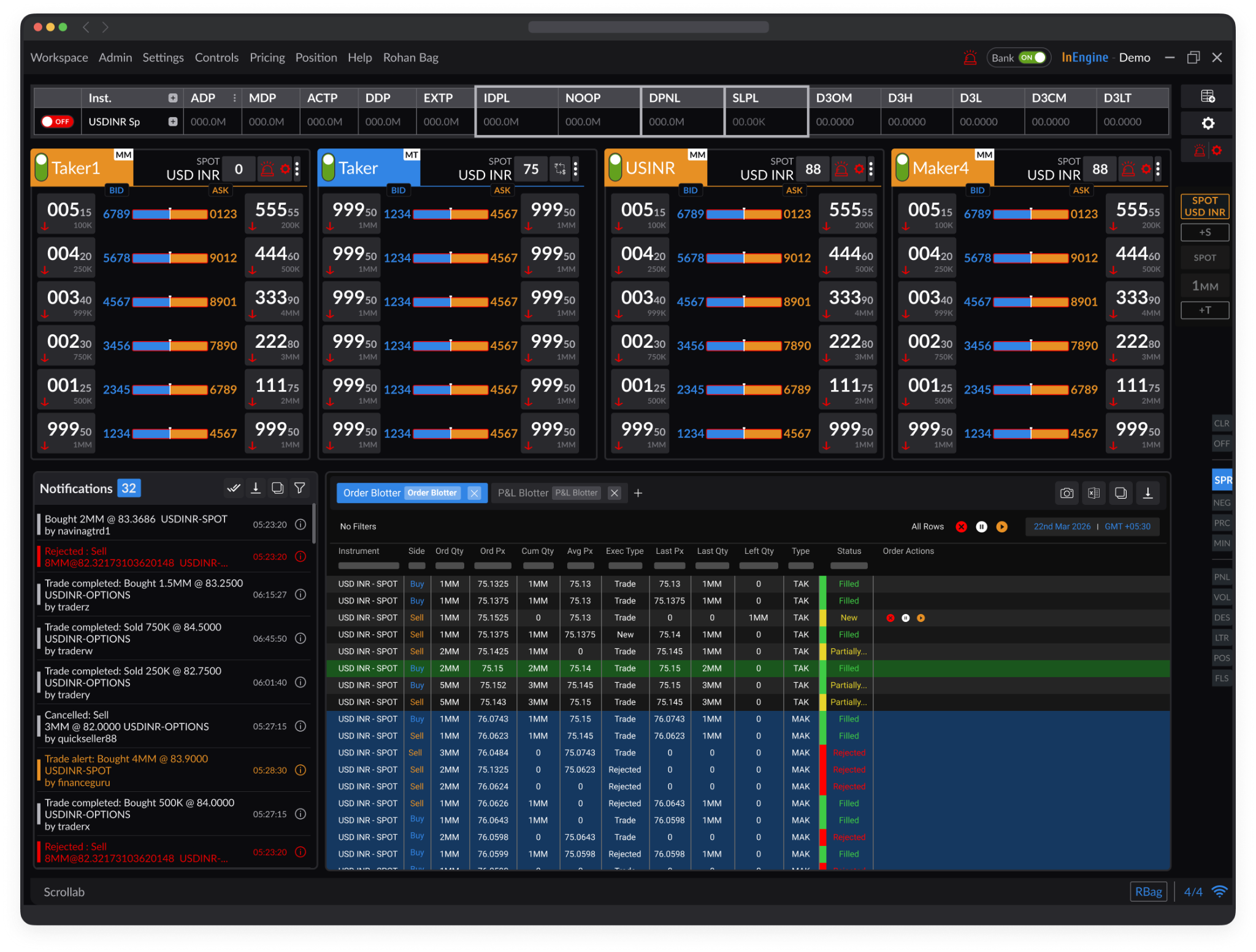 InEngine live trading workspace