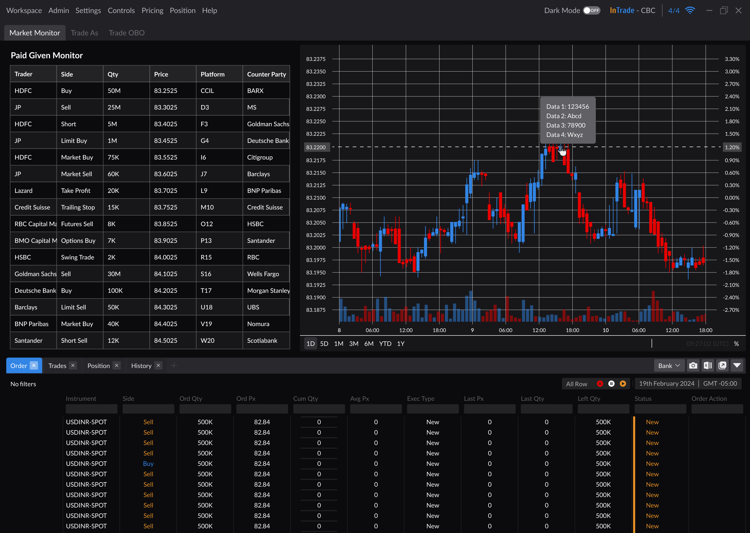 Paid Given Monitor dark theme
