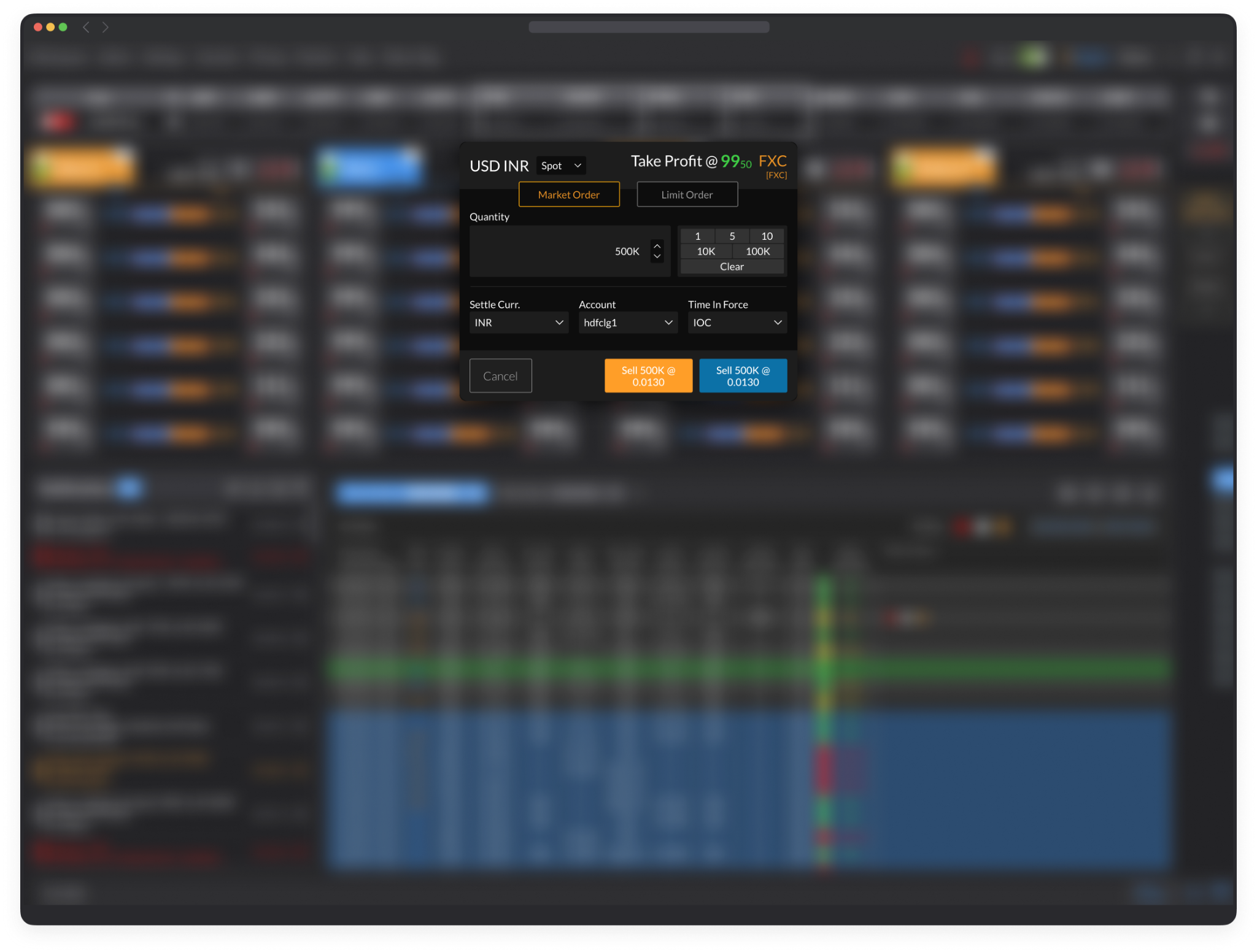 Order entry modal