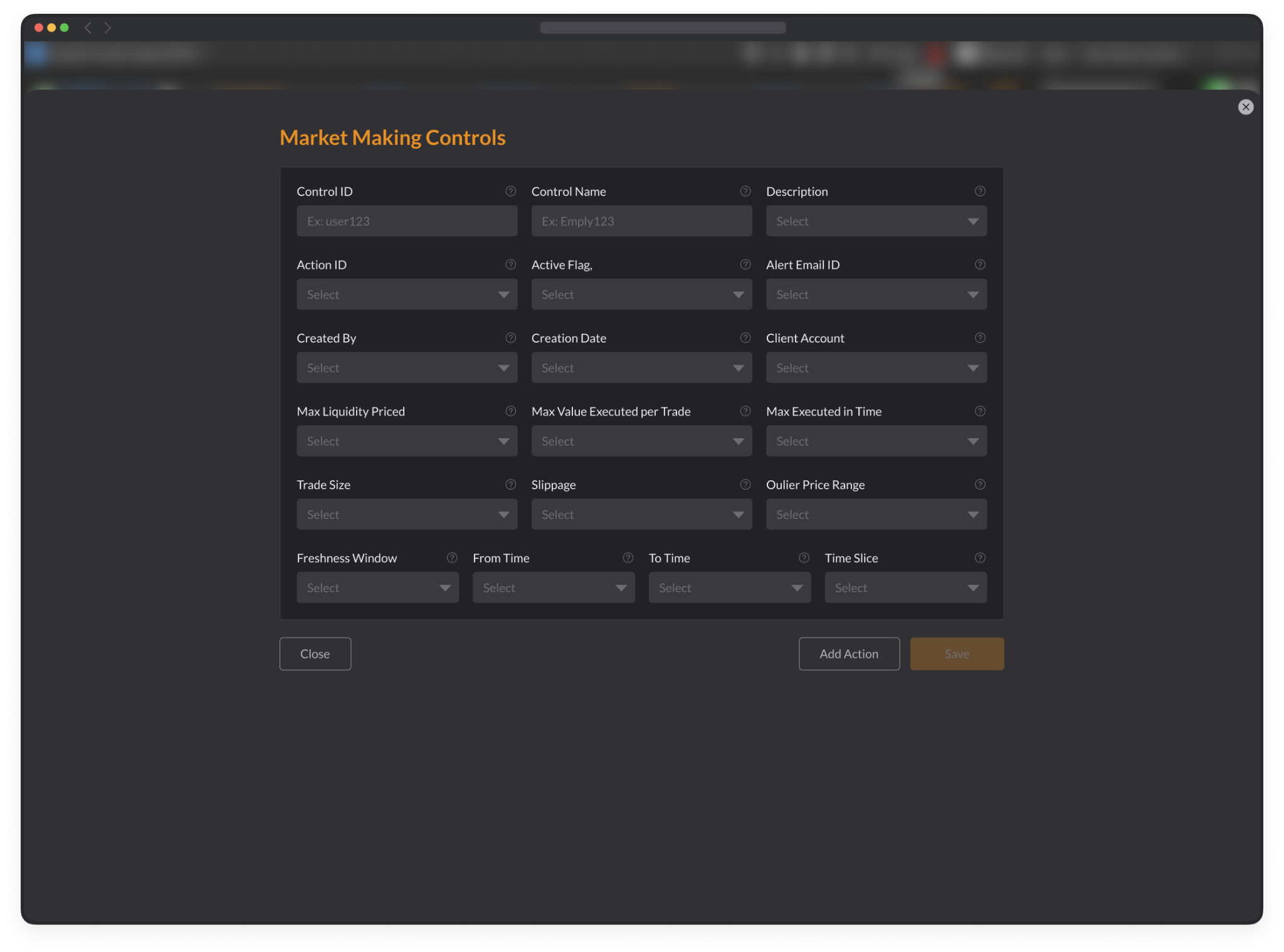 User entry form